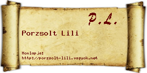 Porzsolt Lili névjegykártya